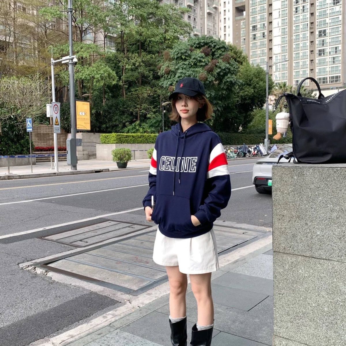 【CELINE】 セリーヌ パーカー ネイビー S M L XL 男女兼用 sweat150